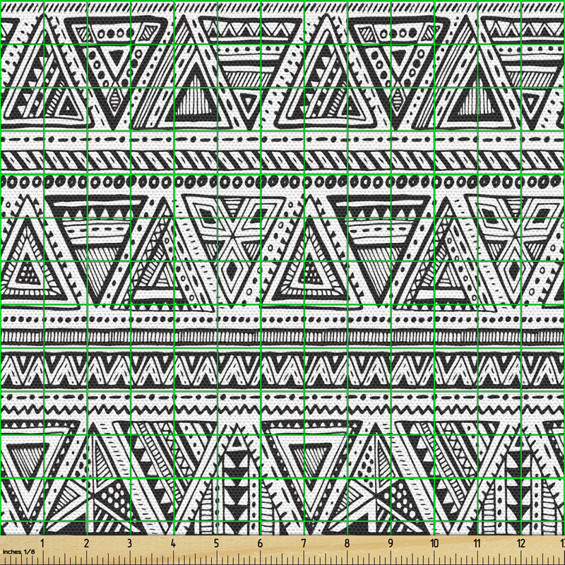 Chavy Monochrome Zentangle Triangles Multi-Purpose Fabric