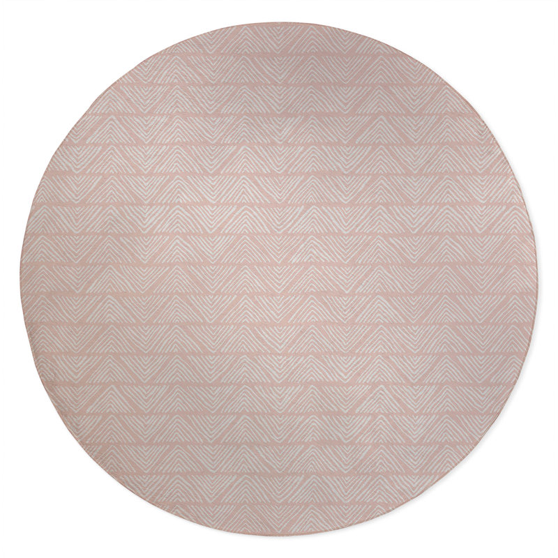 Chev Wave Stripe Non-Slip Outdoor Rug, Round 5'