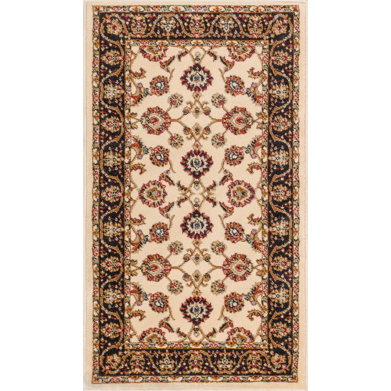 Zuehlke Sarouk Ivory Traditional Rug, Rectangle 2'3" x 3'11"