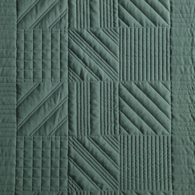 Full Reversible Brown and Green Microfiber Quilt Set