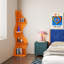 Bibliothèque d'angle, étagère murale moderne à 5 niveaux avec petit support de rangement ondulé pour petit espace-416104770-416104797