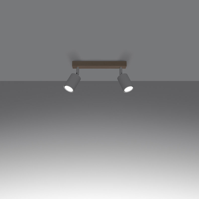 Verdo Steel Flush Mount, White/Wood, 46x30x17,5 cm, 2 Lights