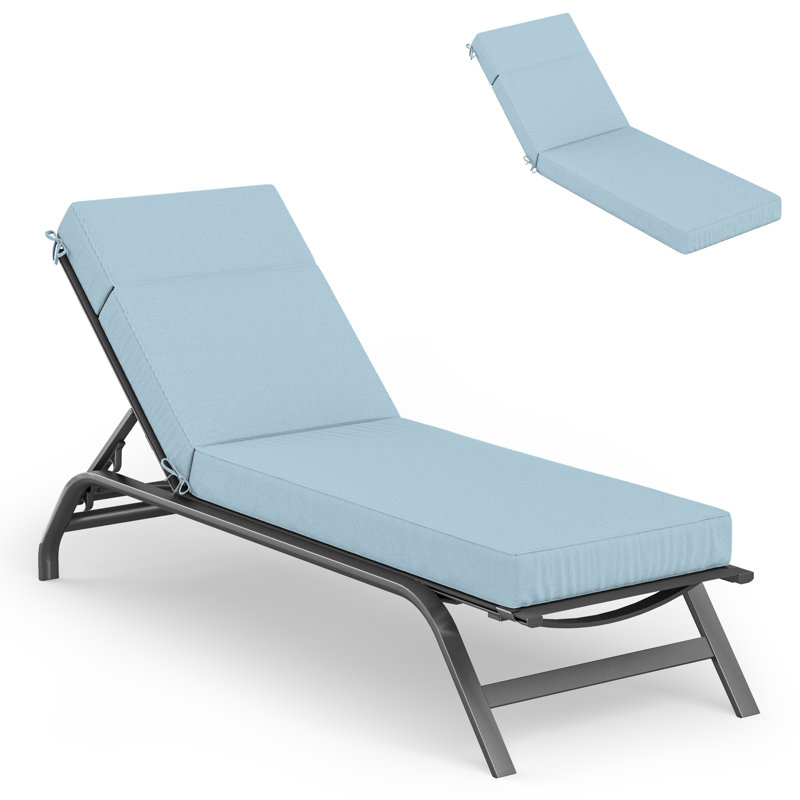 Outdoor Chaise Lounge Cushion – Weather-Resistant, Reversible, Plush Comfort, Pale Sky Blue, 21" W x 72" D