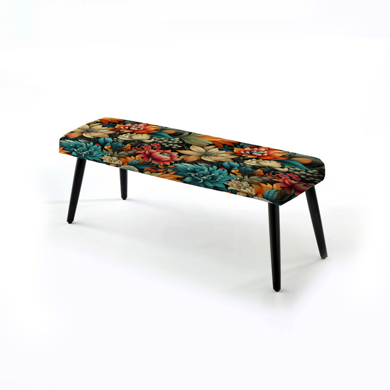 Banc rembourré éclectique noir, Flowers Boho Damask Dreams