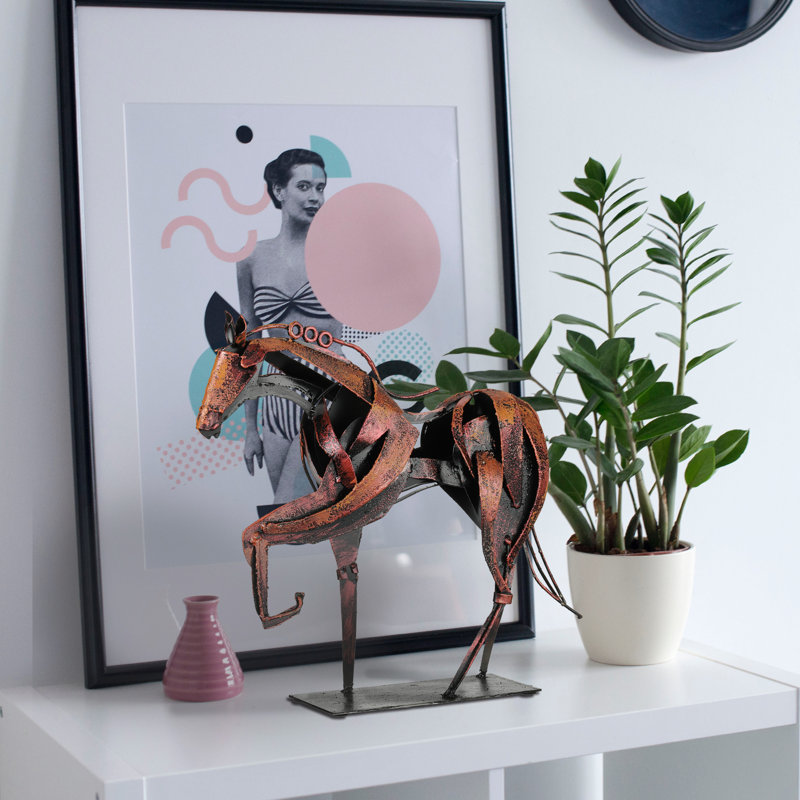 Sculpture de cheval en métal fabriquée à la main par Wendt, Brun