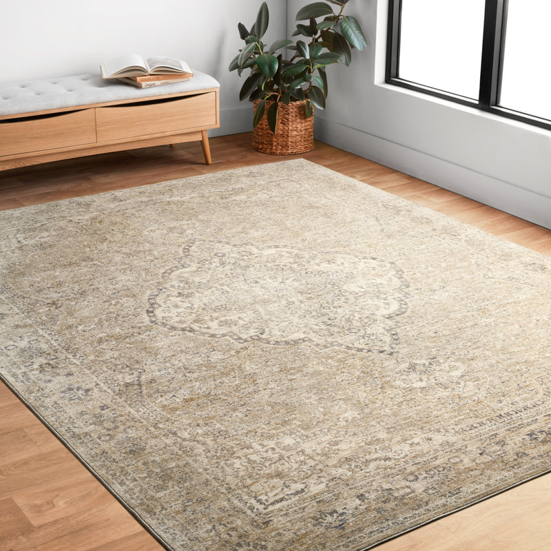 Tapis granit / bleu Elzira, Tapis de couloir beige