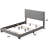 Gray Fabric Queen Bed With Nailhead Trim Accent, Fully Upholstered, Wood Leg, 4 Slats Box Spring Required, 660Lbs Weight Capacity, 6" Floor , 86.03 In Depth, 64.77 Width, 42.58 Height Upholstered