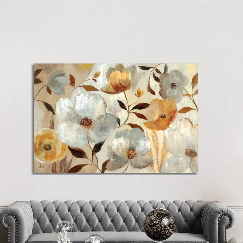 Golden Flower by Nan - Painting on Canvas, 152.5 cm H x 101.5 cm W x 3.175 cm D, Wrapped Canvas