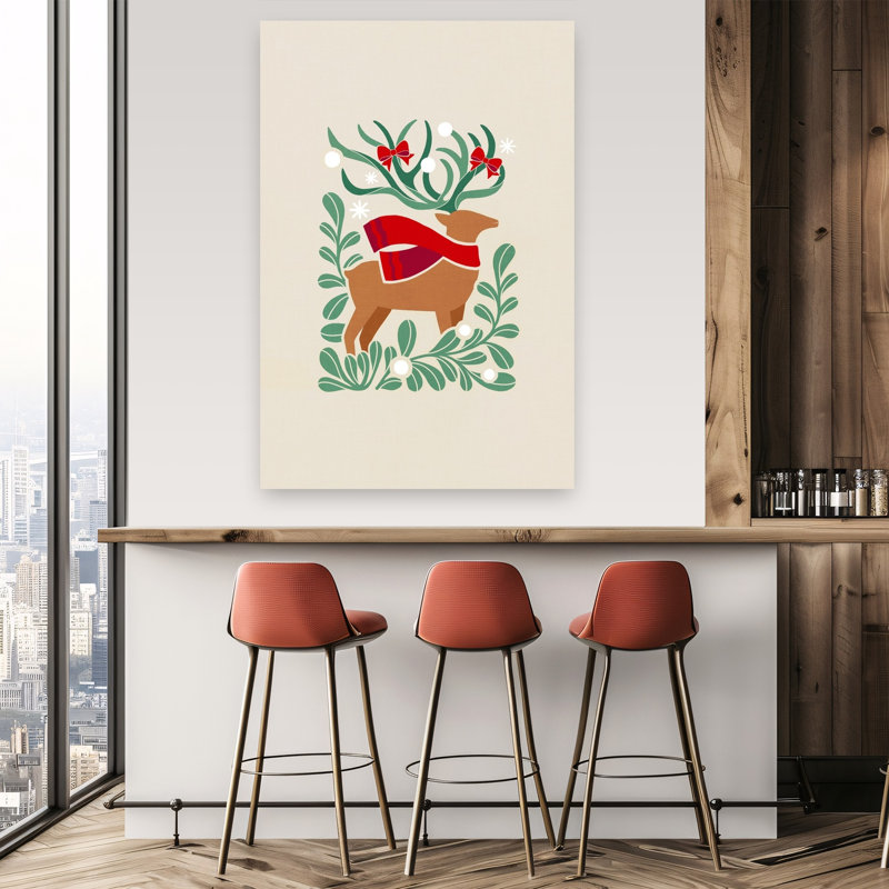 Cozy Christmas Deer Elegant Modern Abstract, H 60 po x l 40 po