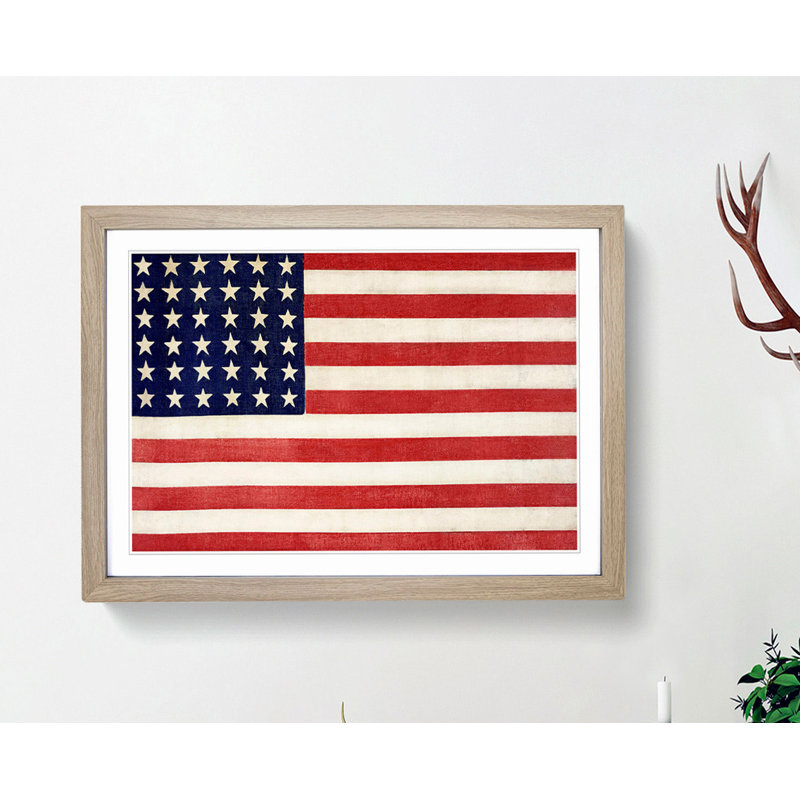 Thirty-Six Star Flag of the USA - Framed Print, Oak, 35cm H x 50cm W x 2cm D