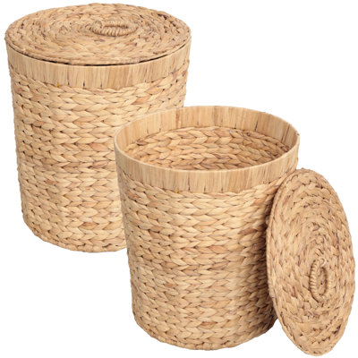 Poubelle ronde en osier 5,7 gallons avec couvercle Nora Coastal Bohemian