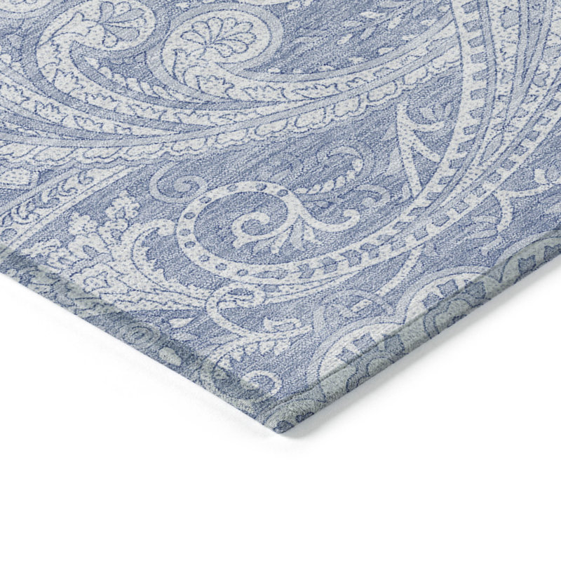 Tapis intérieur / extérieur lavable 9 pi x 12 pi bleu ciel et cachemire bleu denim