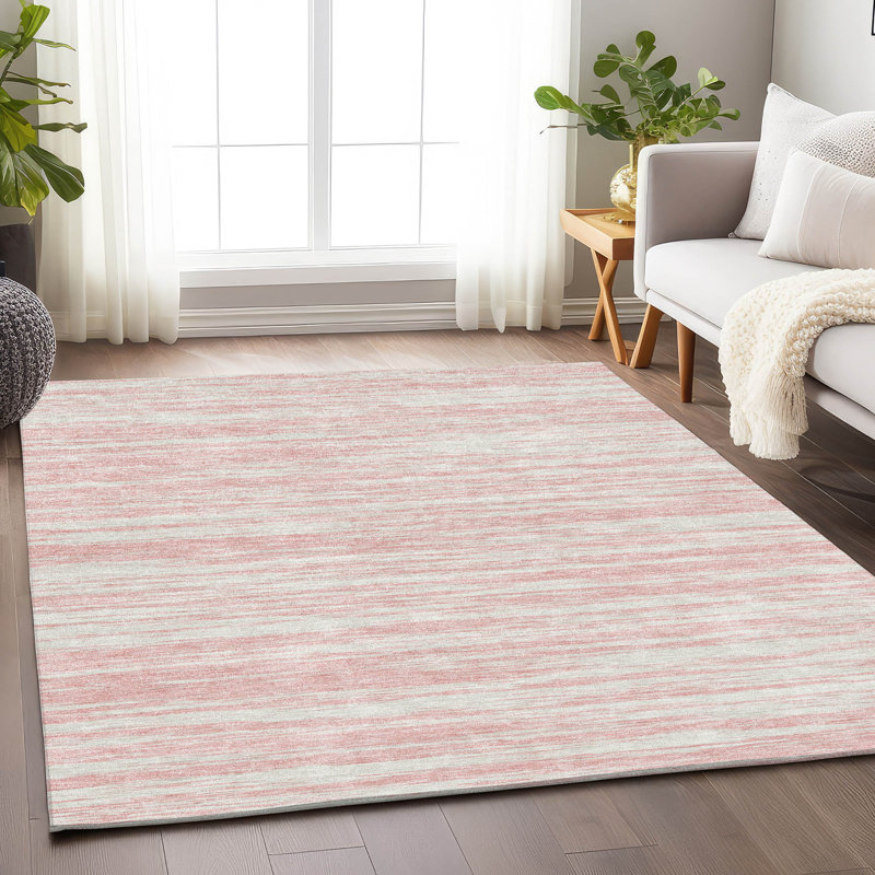 Tapis rose Prisco lavable à la machine de qualité supérieure, Rectangle 2 pi 6 po x 3 pi 10 po