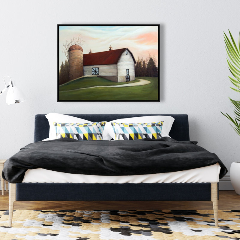 White Barn Print On Canvas