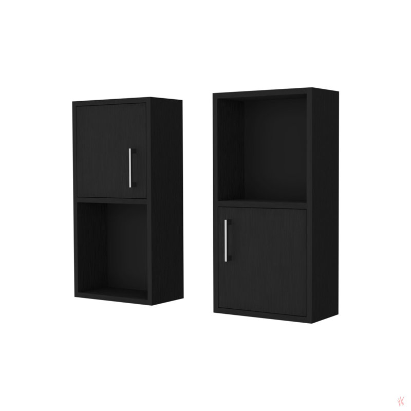 2 armoires à pharmacie avec tablette ouverte, Noir, noir, noir, noir