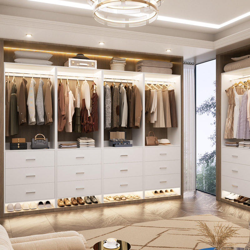 Système d'organisation l 24 po avec tiroirs en bois, Blanc