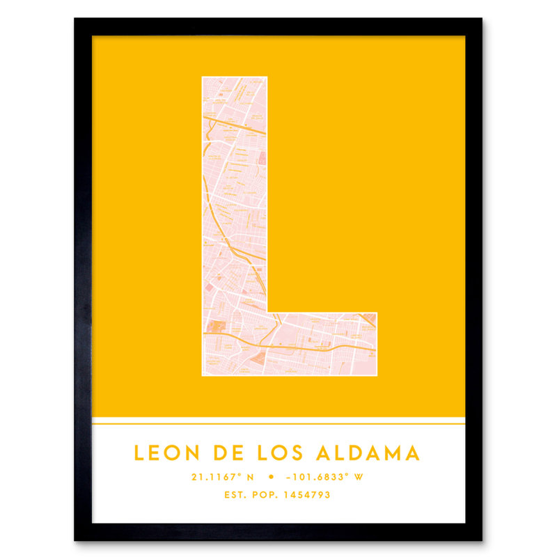 Leon De Los Aldama Mexico City Map by Wee Blue Coo - Single Picture Frame Typography