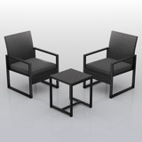 Ensemble de mobilier de patio extérieur, ensemble bistro en osier de rotin, chaises de conversation avec table basse en verre