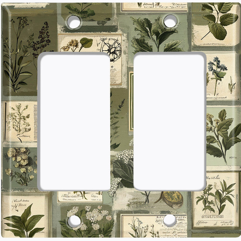 Couvercle de plaque d'interrupteur en métal; Bascule GFI de taille standard US à 2 bandes - Botanical Plant Journal