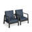 Set Of 2   28" All-Weather Aluminum Patio Armchairs With Thick Cushions & Black Frame-625948722