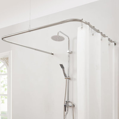 Tringle de rideau de douche ajustable en forme de U 24 po - 52 po x 31 po - 47 po - Comprend 12 crochets et un support de plafond