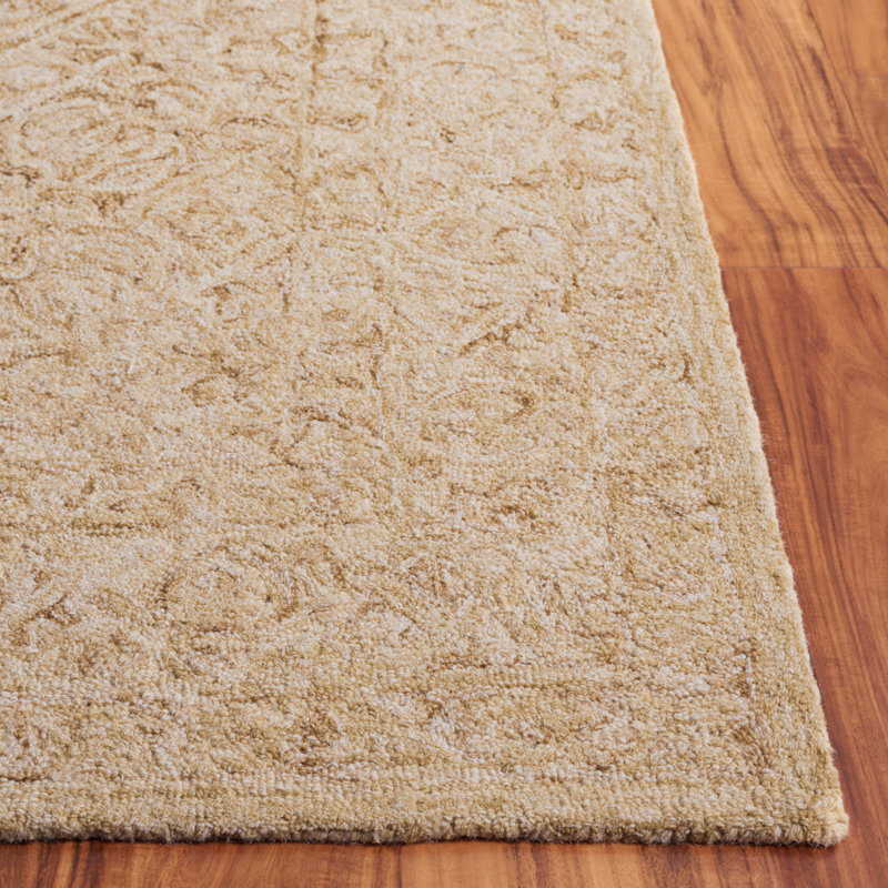 Gold and Ivory Hand Tufted Wool Rectangular Rug