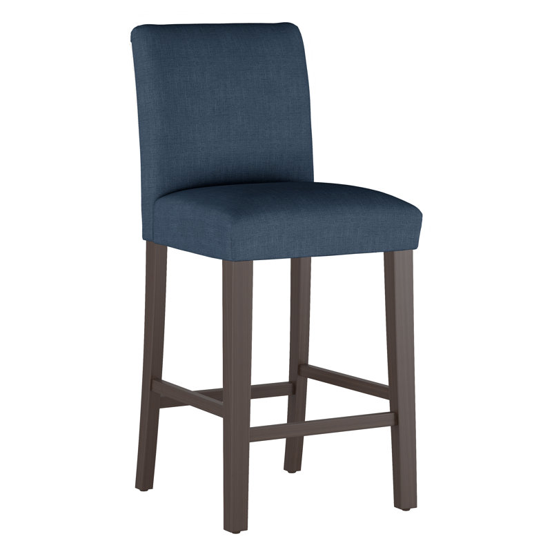 Tabouret de bar et de comptoir Hadrien, Lin texturé bleu marine Zuma, Tabouret de bar (siège d'une hauteur de 31 po)