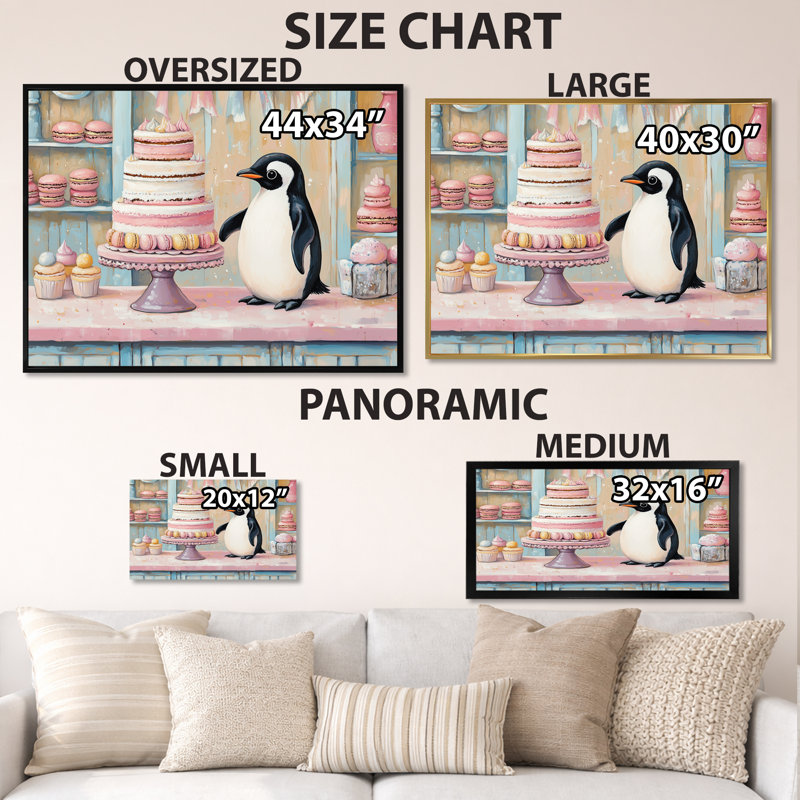 Comptoir à gâteaux en sucre - Impression sur toile Pingouin, H 24 po x l 32 po, Toile tendue