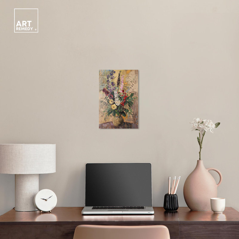 Wildflower Vase Abstract Canvas Wall Art, 15" x 10"