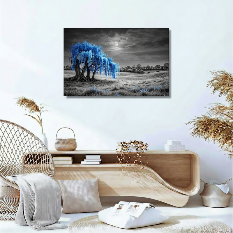 Ensemble de 1 tableau sur toile Arbre bleu, 12"H x 18"W, Wrapped Canvas