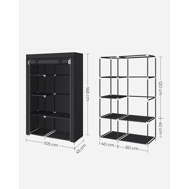 Aliyiah 105cm Portable Wardrobe, Black