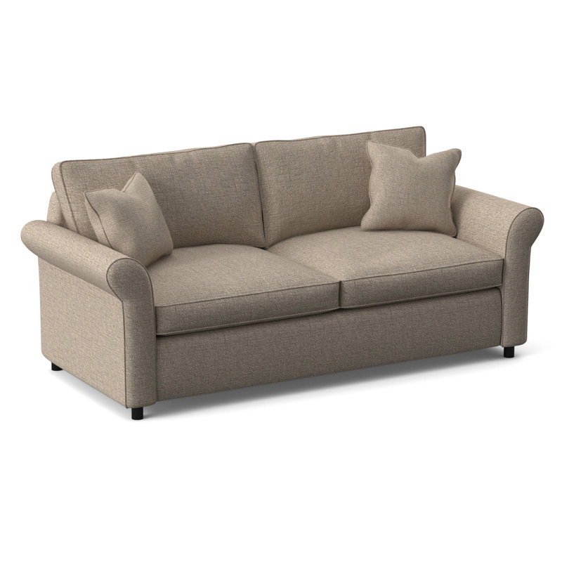 Canapé à accoudoirs évasés 85 po avec coussins réversibles Northfield, Sunbrella beige à fines rayures; 6205-74