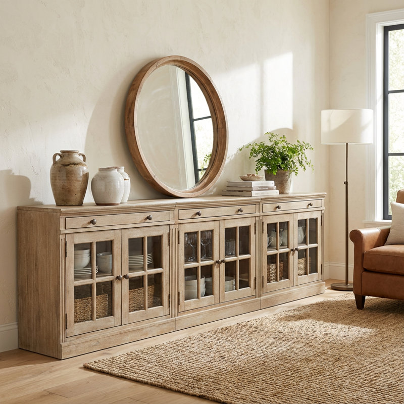 Solid Wood Sideboard Cabinet TV Console Honey Pine Wood