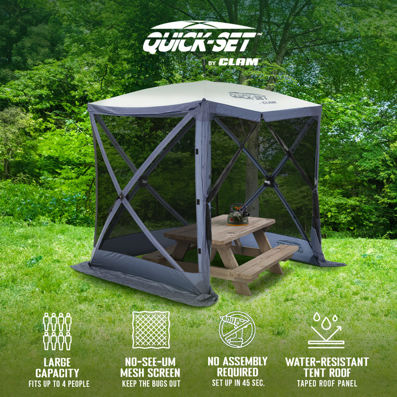 Green Nylon Weather-Resistant Outdoor Camping Gazebo Canopy Shelter