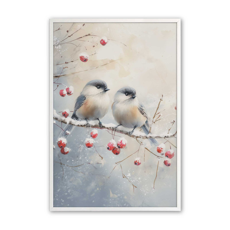 Two Winter Songbirds Art Print, 8" x 10", Opaque White