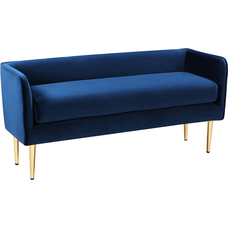 Audrey Manuel Upholstered Bench, Navy Velvet