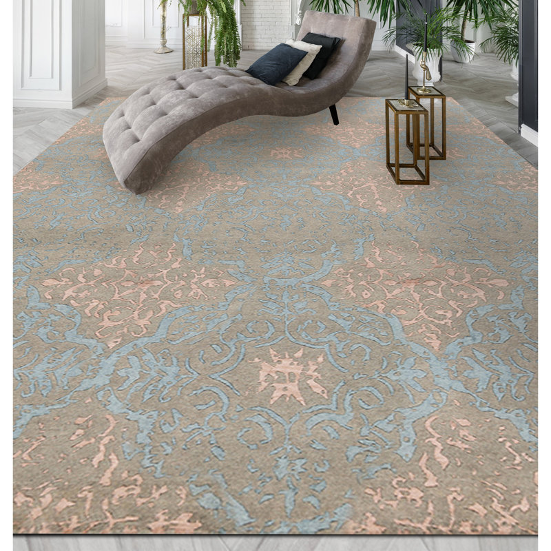 Ikat Area Rug in Gray/Light Blue/Beige