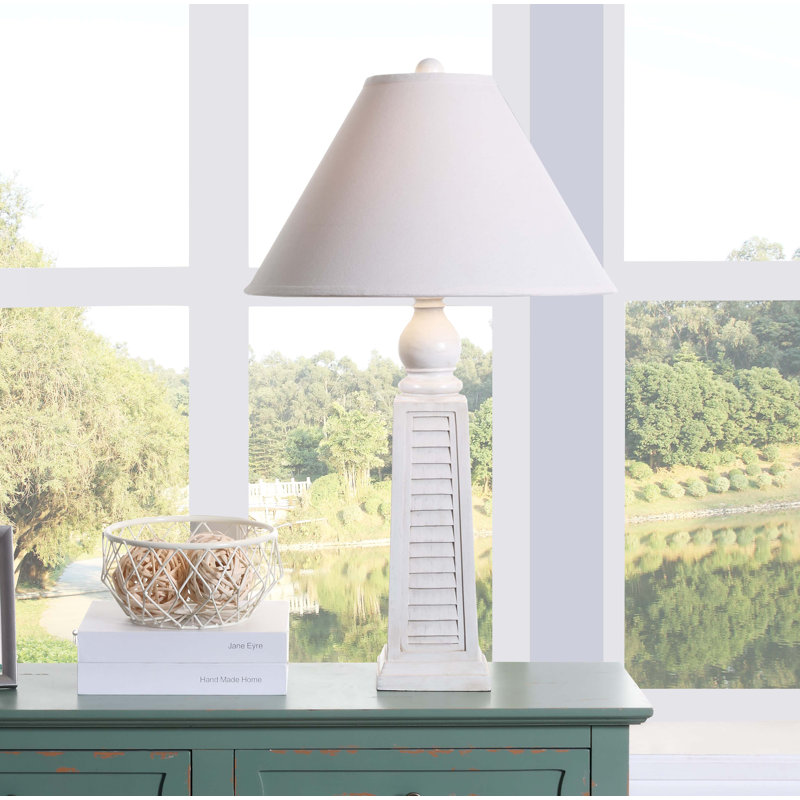 29" Shutter Table Lamp with Shade, White