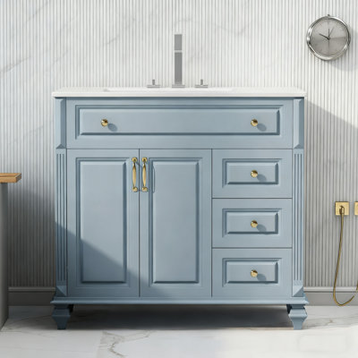 Meuble-lavabo de salle de bain 36 po avec lavabo 2 portes et 3 tiroirs