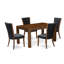 Ensemble de table de salle à manger 5 pièces moderne comprenant une table rectangulaire en bois rustique et 4 chaises rembourrées en tissu de couleur noire, 36 x 60 pouces, naturel-873062868-873062866