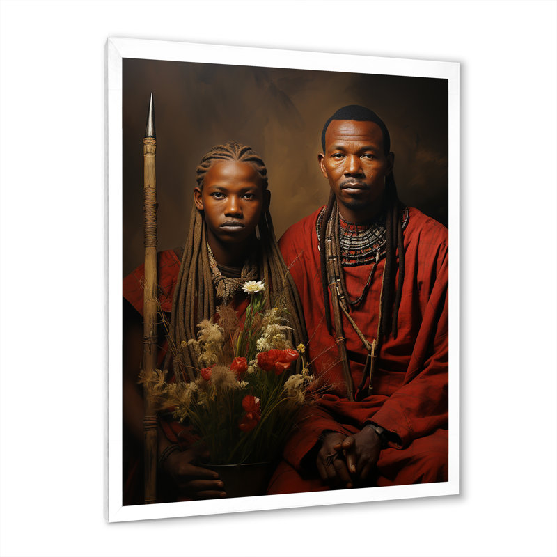 Guerriers Maasai d'Afrique I, Cadre simple blanc, H 20 po x l 12 po x P 1 po