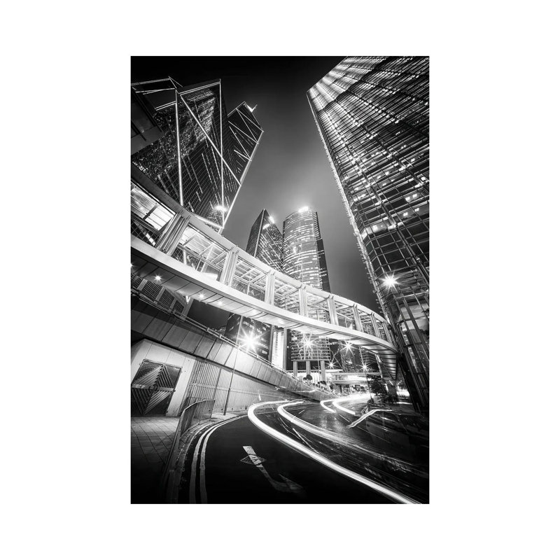Hong Kong Central In Black And White by Jan Becke - Wrapped Canvas Print, 66.04 cm H x 45.72 cm W