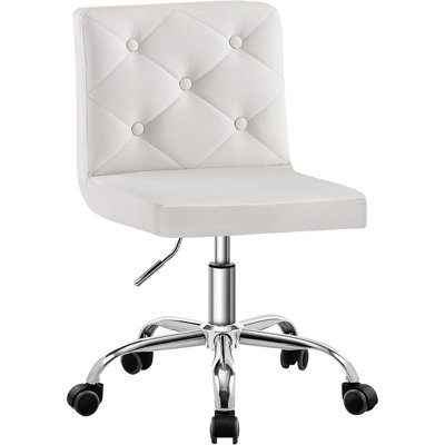 VECELO PU Leather Mid-Back Armless Desk Chair Adjustable Height 360° Rolling Swivel for Home Office Work