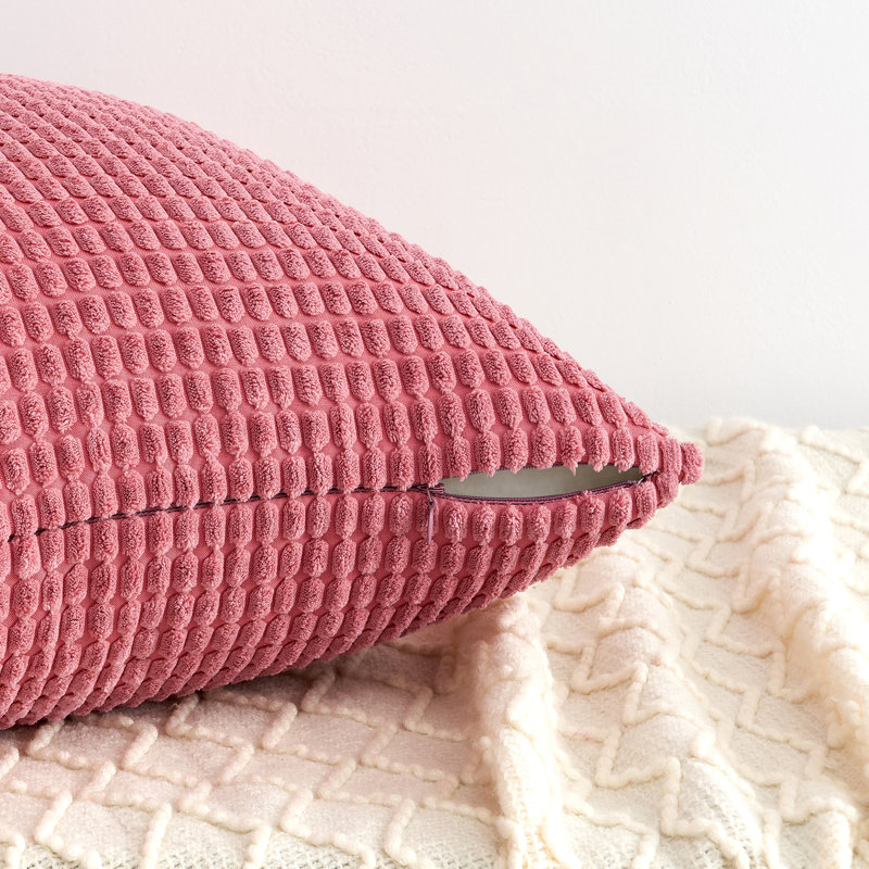 Blush and Rose Corduroy Square Throw Pillow Set of 4