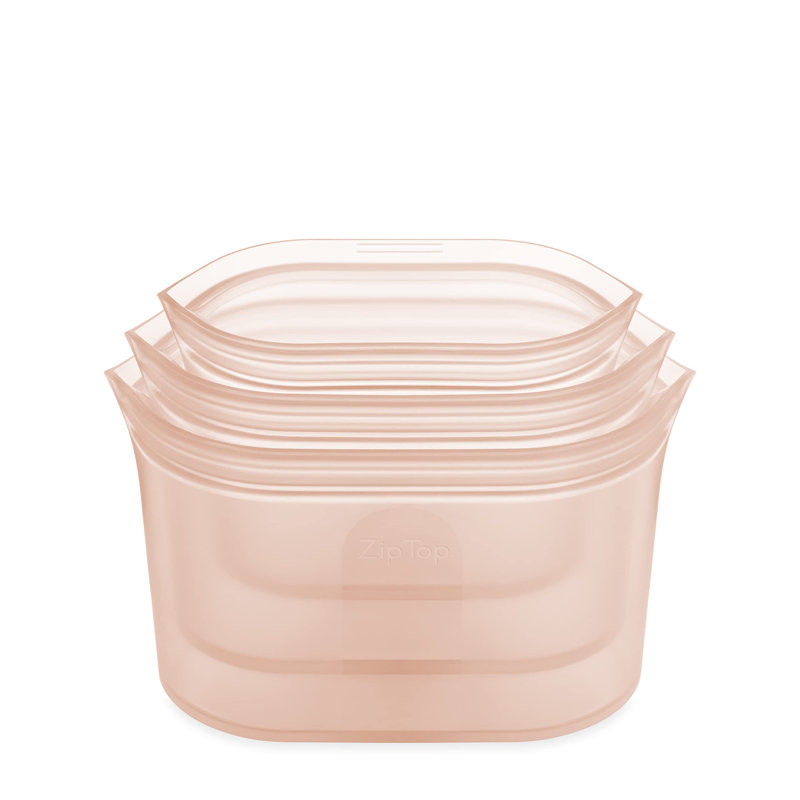 Sacs de rangement pour aliments réutilisables à fermeture éclair | Ensemble de 3 assiettes [Pêche] | Va au micro-ondes, au lave-vaisselle et au congélateur