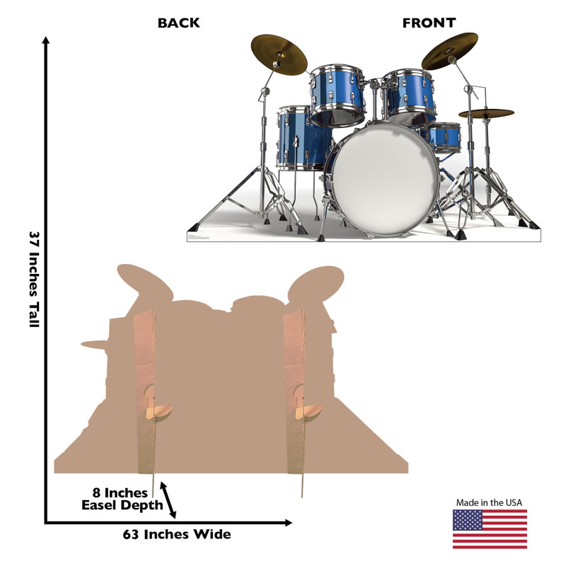 37'' Blue Drum Set Life-Size Cardboard Standup