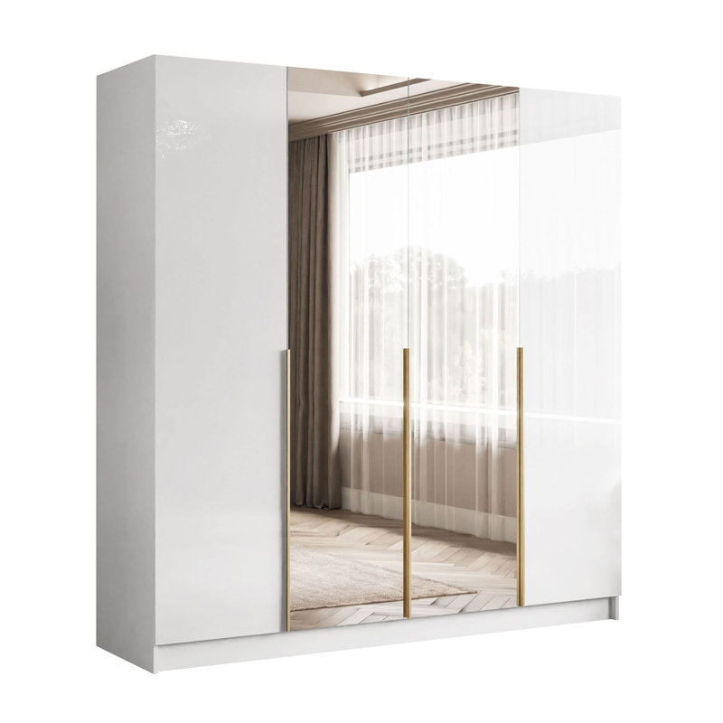 4 Door Manufactured Wood Wardrobe, Gold