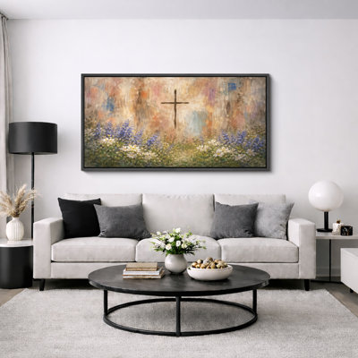 «Abstract Cross Over Wildflower Field Style Spiritual», impression sur toile encadrée