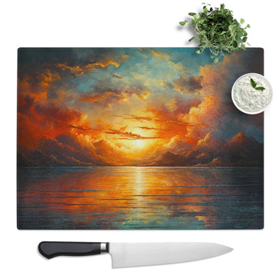 Sunrise Photograph 8K No.2  Glass Chopping Board