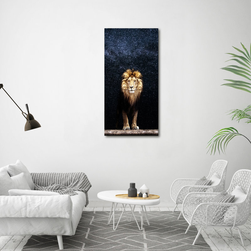 A Lion On The Background Of Stars - Wrapped Canvas Print